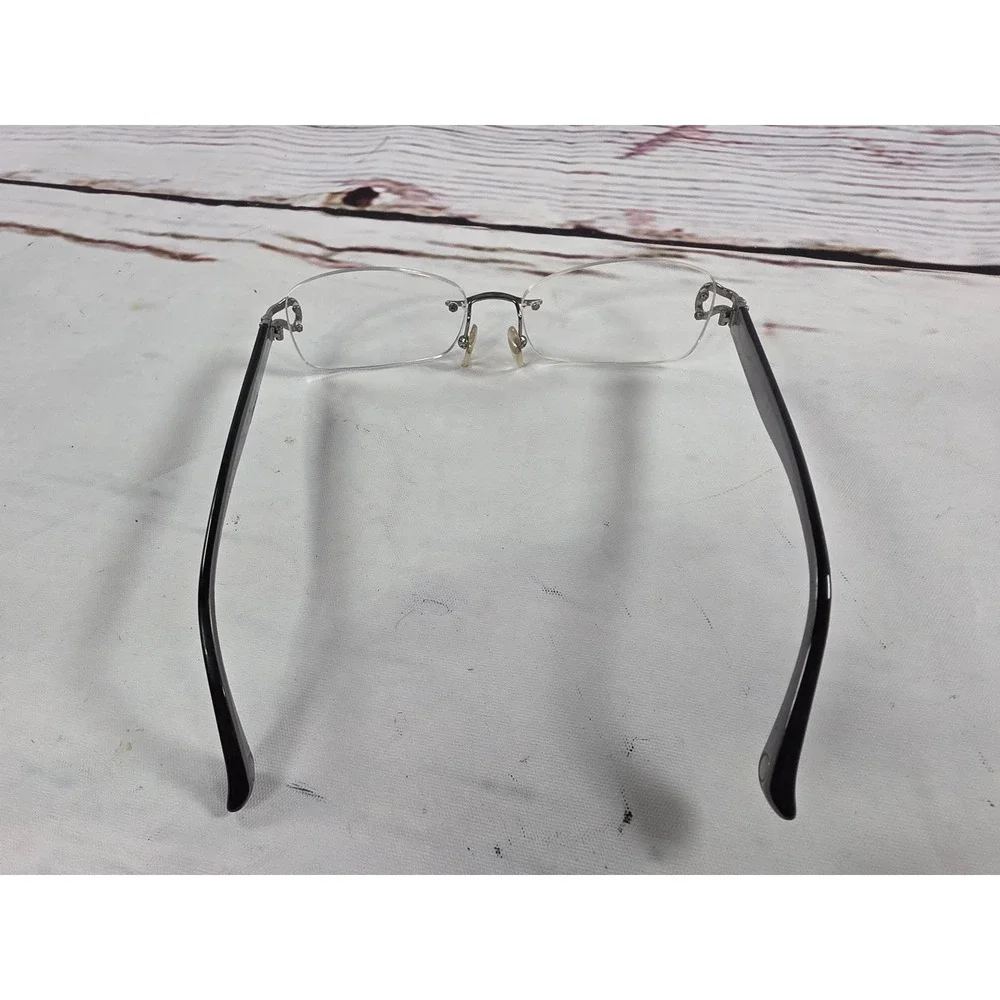Michael Kors Rimless Eyeglasses Rectangular Silver Black Frames MK 001 52-18-135